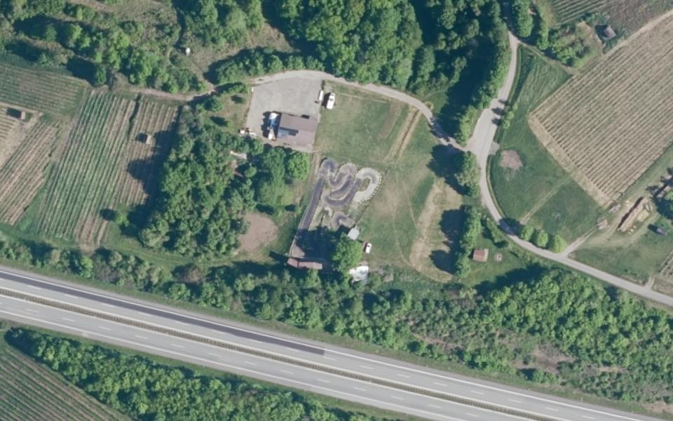 Sand motocross track seen from above