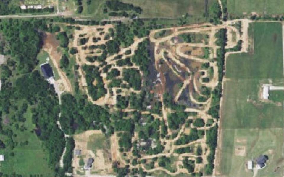 Newcastle motocross track seen from above